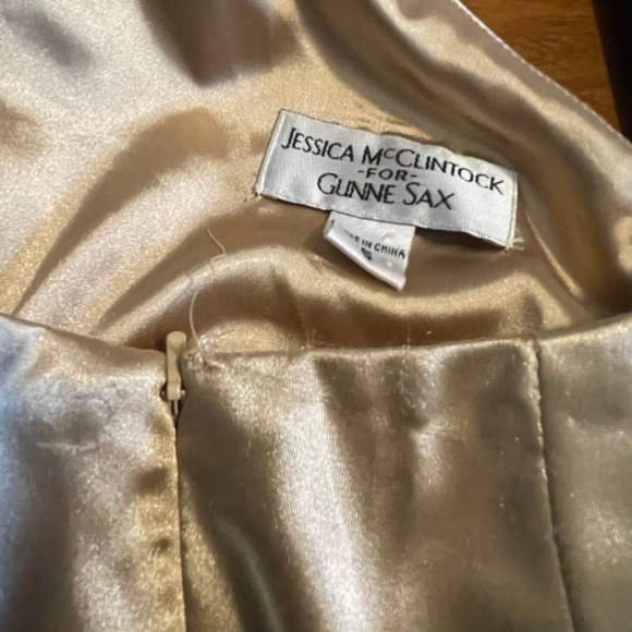 Vintage Gunne Sax Jessica McClintock Gold 90s Prom Mermaid Dress Size 5 - Picture 6 of 8